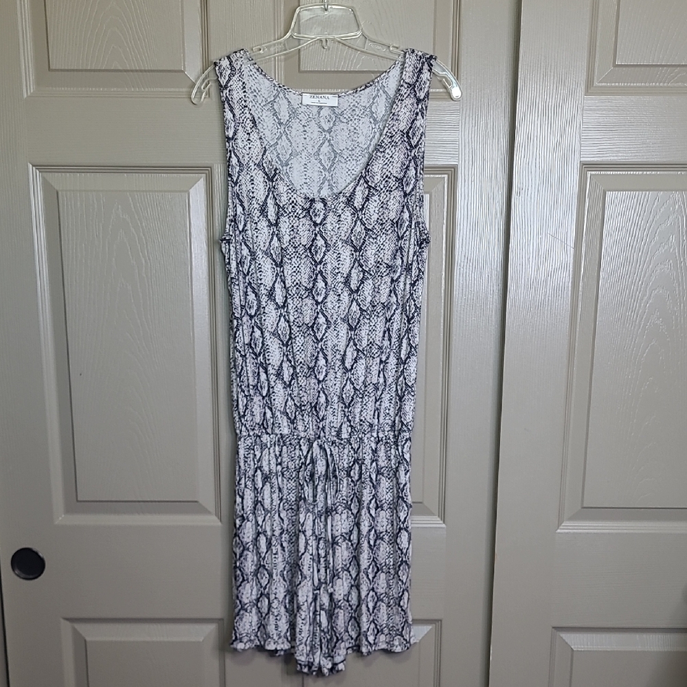 Zenana Snake Print Sleeveless Romper Size Large